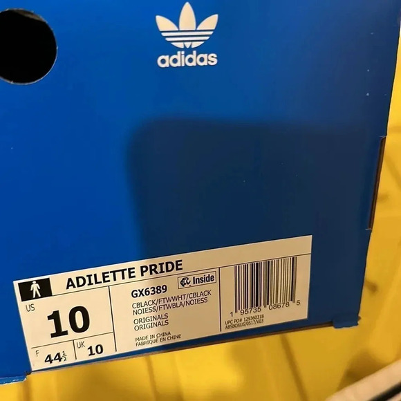 Adidas Men Adilette Pride Slide Sandals Black New With Tags - Picture 11 of 12